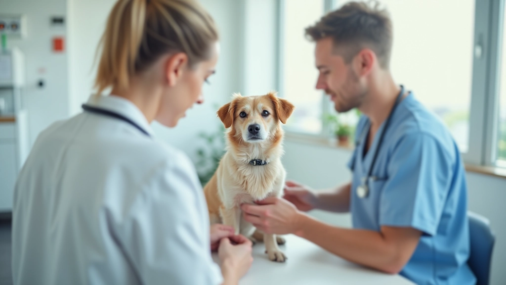Veterinária consultando tutor sobre cuidados do animal